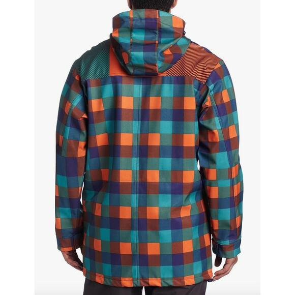 Neff Men's Rad Plaid Softshell Jacket S Orange Teal Purple Parka Snowboard Coat - Picture 2 of 16